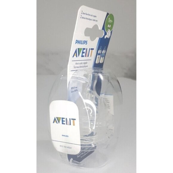 🛍 NWT Philips Avent Anti Colic Nipples 1M + Slow Flow, 2 Nipples - Picture 2 of 9